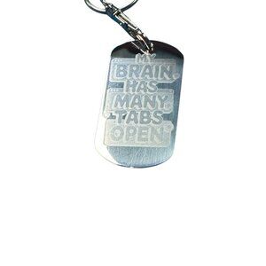 Funny Hair and Brain Quote Metal  Keychain 2*1INC Silver